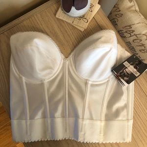 NWT Dominique Colette Satin Corset Longline Bridal Bra No. 8949 White Size 36B